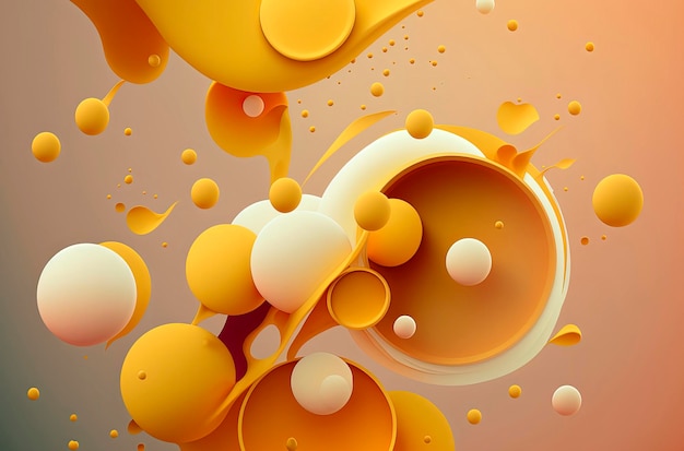 Generative AI ilustracion Abstract liquid fluid circles pastel color background with copy space 3D sphere shape pastel color design
