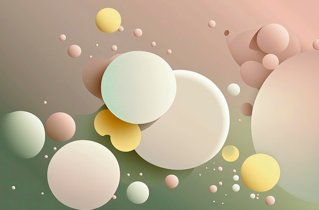 Generative AI ilustracion Abstract liquid fluid circles pastel color background with copy space 3D sphere shape pastel color design