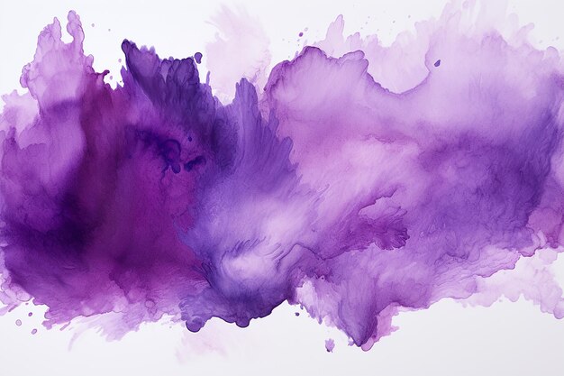 Photo generative ai image of abstract art with purple watercolor ink on white background