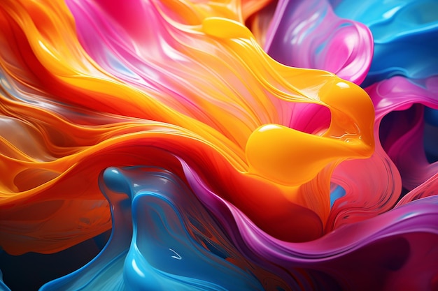 Generative AI Image of Abstract Background with Colorful Fluid Liquid Mixture