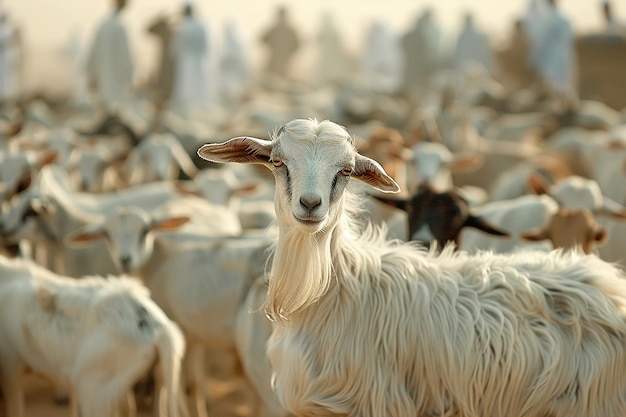 Generative AI Image of Goat Sheep Livestock Animal for Eid Al Adha Celebration