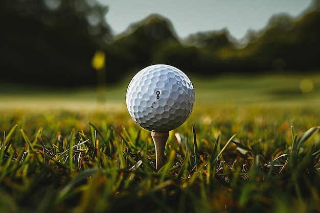 Generative AI Image of Small Golf Ball with Nature View in Green Field