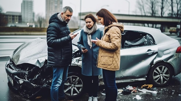 Photo generative ai is used to examine the damage to a car's body following a collision