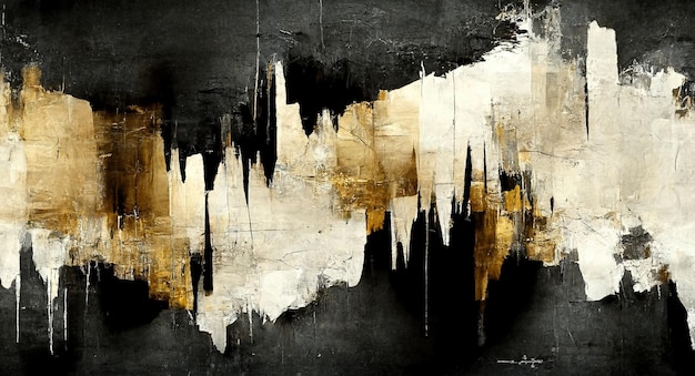 Generative AI Ivory golden and black watercolor abstract painted background Ink black
