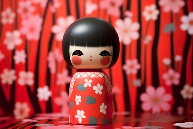 写真 短とキモノを着た日本のコケシ人形
