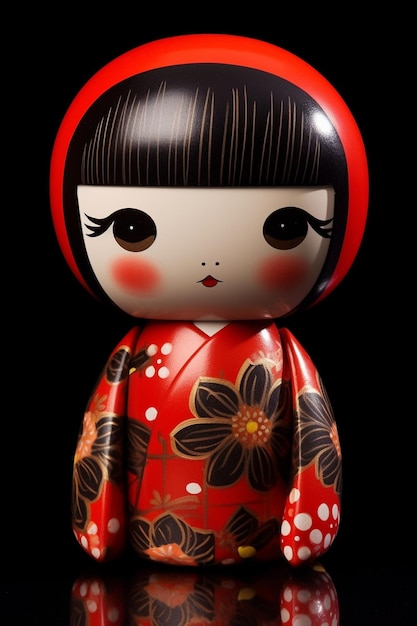 Generative ai kokeshi wooden japanese doll with kimono