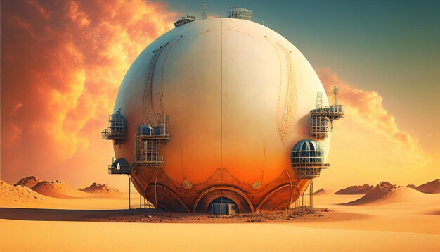 Photo generative ai landscape of sphere tank of gas and liquid storage