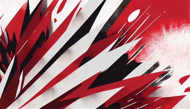 Photo generative ai layered red and white brushstrokes abstract design