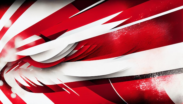 Generative AI Layered Red and White Brushstrokes Abstract Design