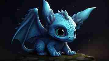 Photo generative ai little tiny cute dragon symbol of 2024 year new year chinese horoscope animal