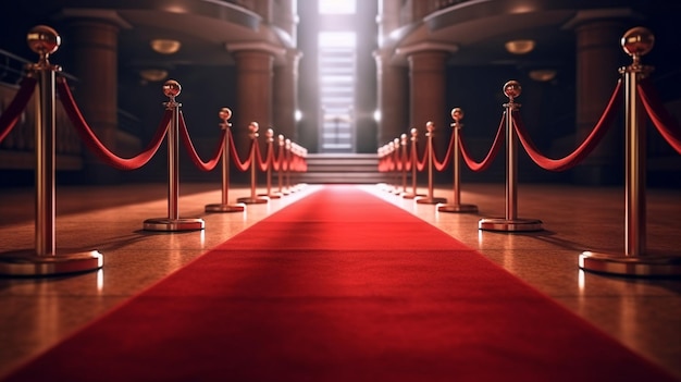 Premium Photo | Generative ai and a long red carpet at the entrance