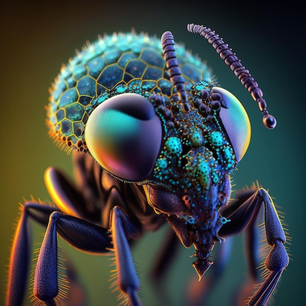 Generative ai macro illustration hyperrealistic of an ant isolated background