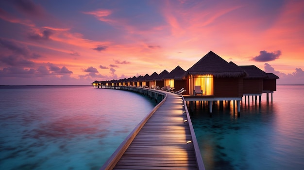 Generative AI Maldives travel destination Water hotel resort bungalows A place for dreams