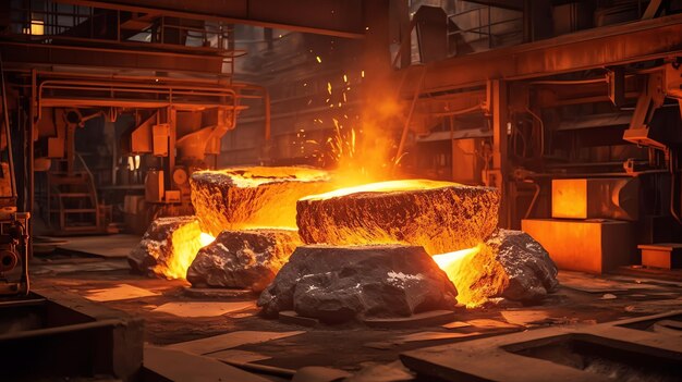 Generative AI metal casting foundry heavy work molten steel industry manufacturing