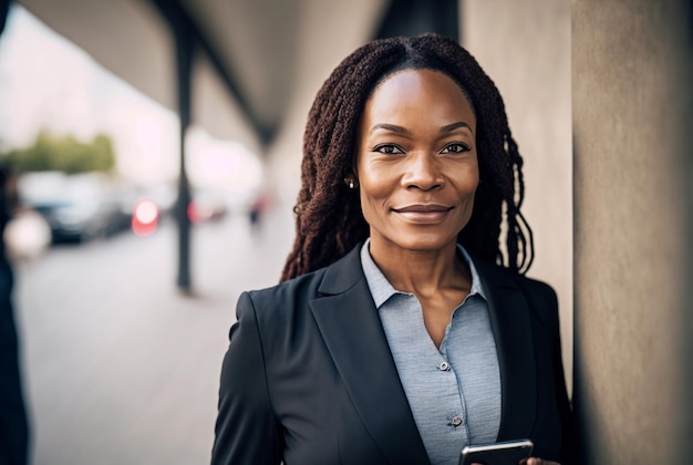 Generative ai middle age black businesswoman posing smiling