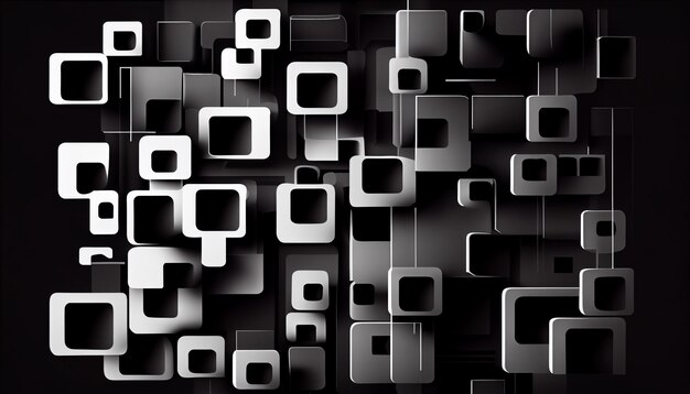 Generative AI Monochrome Overlap Abstract Square Background