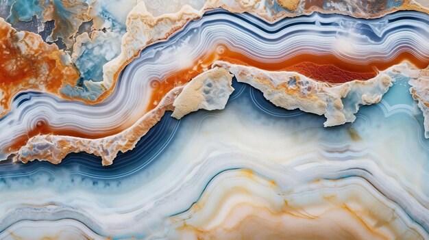 Generative ai natural volcanic agate stones closeup light blue beige and golden texture