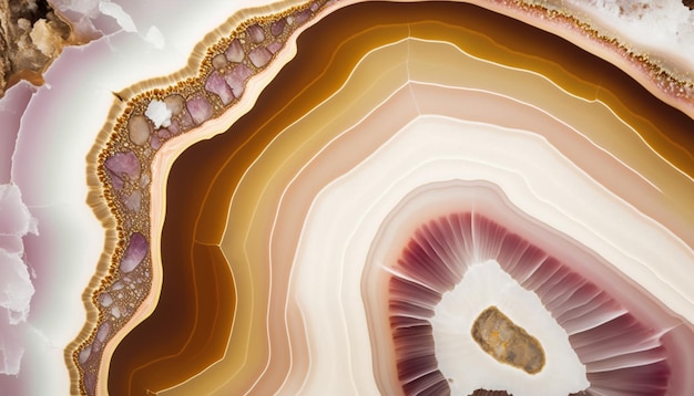 Generative ai natural volcanic agate stones closeup light pink magenta and golden texture