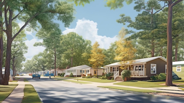 Generative AI A new manufactured home at a retirement trailer park