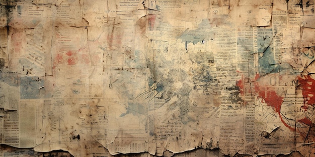 Generative AI Newspaper or paper grunge vintage old aged texture background