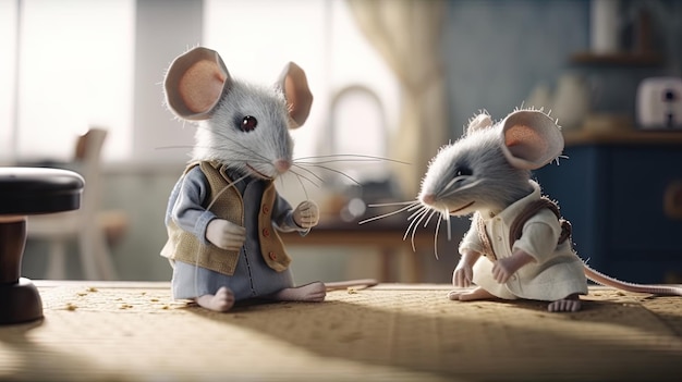 Generative AI Nice and adorable little doctor mouse in a doctor's office waiting for patients