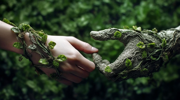 Foto l'ia generativa e la nozione di tenera unità tra uomo e natura