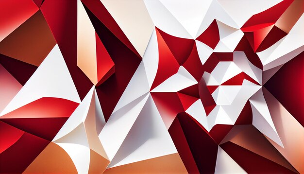 Photo generative ai organic and geometric shapes in red and white