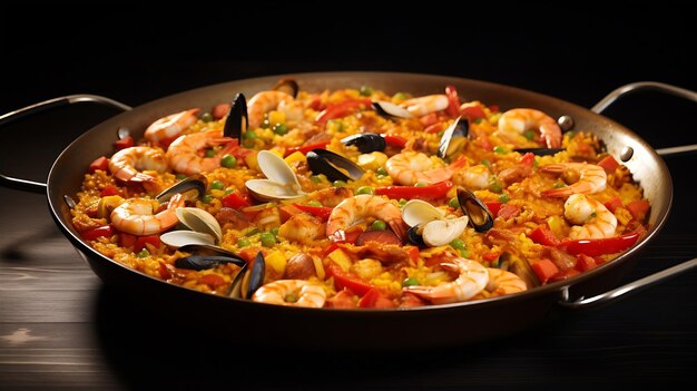 Generative AI Paella on isolated white background