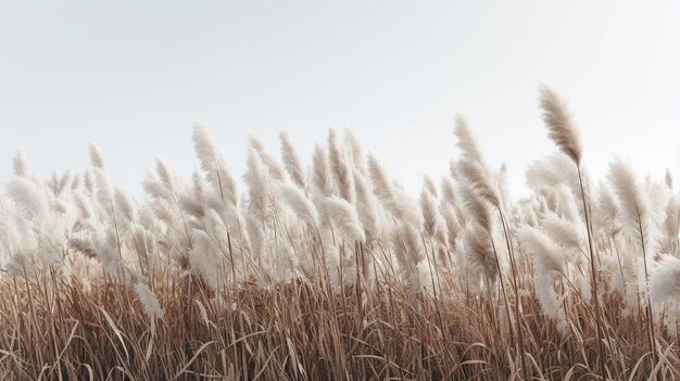 Generative AI Pampa grass branch with sky Abstract natural boho background of soft plants Cortaderia selloana