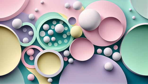 Generative AI Pastel Circles Abstract Background