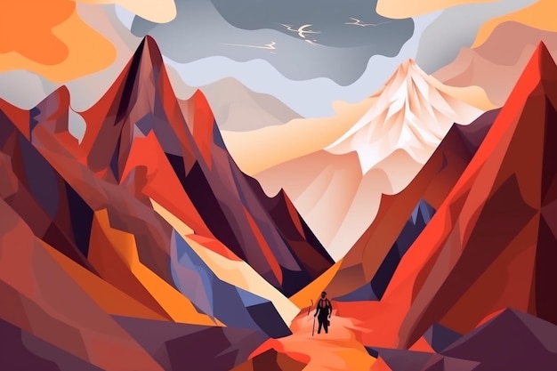 Generative AI Peak Wanderlust An Abstract Representation of Mountain Hiking