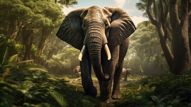Generative AI photo African Elephant animal in the jungle