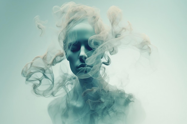 Photo generative ai photo content woman body face head contemplating thinking thoughts smoking killing healthcare concept