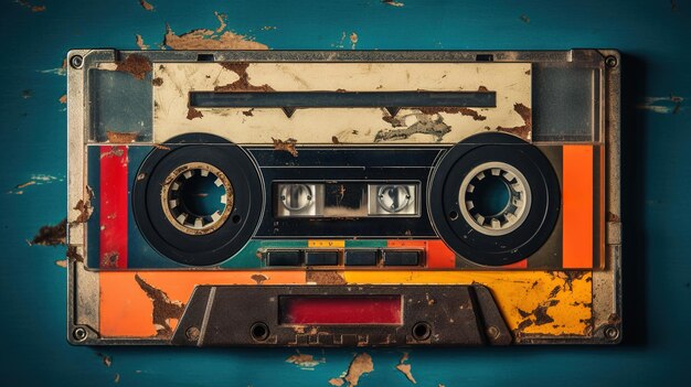 Photo generative ai photo of old audio tape cassette vintage nostalgic object for the design of the 80s