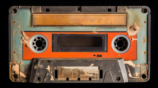 Foto foto ai generativa di vecchia cassetta audio vintage oggetto nostalgico per il design degli anni '80