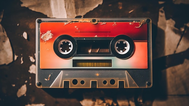 Photo generative ai photo of old audio tape cassette vintage nostalgic object for the design of the 80s