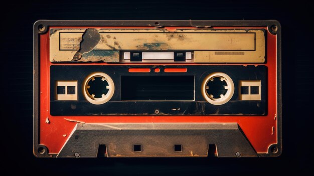 Photo generative ai photo of old audio tape cassette vintage nostalgic object for the design of the 80s