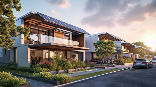 Generative AI and photovoltaic cells are used in modern ecofriendly multifamily dwellings