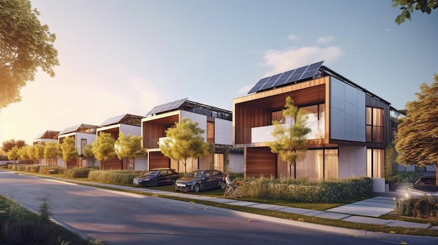 Generative AI and photovoltaic cells are used in modern ecofriendly multifamily dwellings