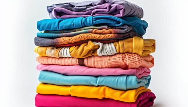 Generative AI Pile of colorful clothes and electric iron