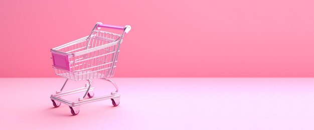 Генеративная ИИ розовая корзина для покупок на розовом фоне минималистский магазин онлайн бесплатная доставка скидки