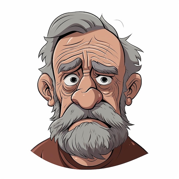 Generative AI portrait of a 60yearold man who is sad on a white background