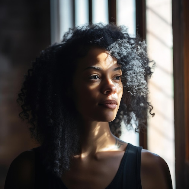 Generative ai portrait adult black woman looking away