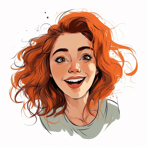 Generative AI portrait of a girl who is happy on a white background