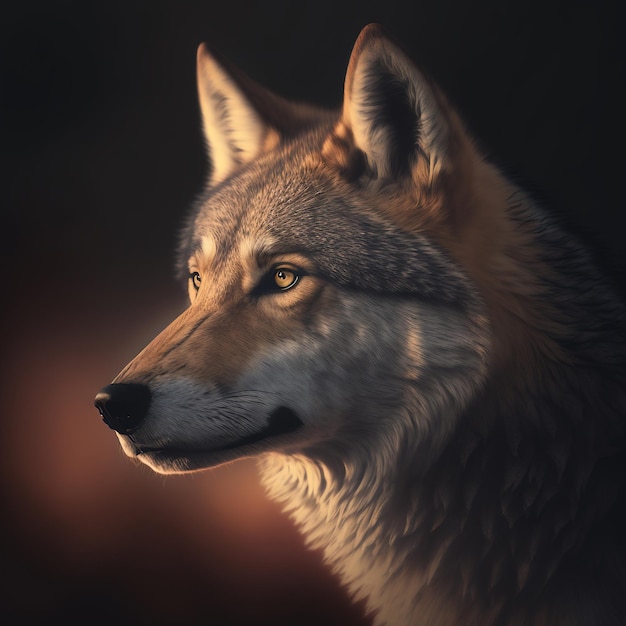 野生のオオカミの生成 AI ポートレート