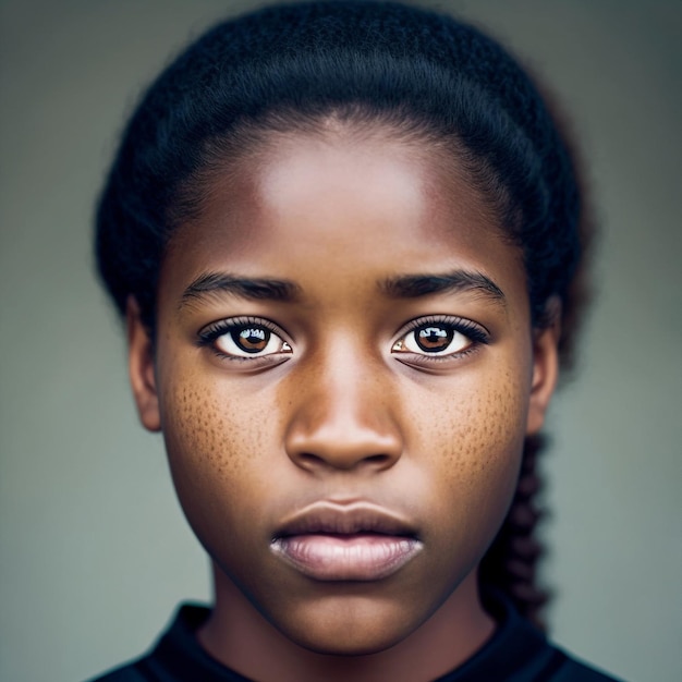 Generative ai portrait young black woman looking camera independent and confident