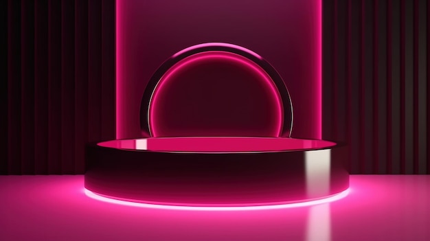 Generative AI product viva magenta minimal scene with geometric podium platform mock up