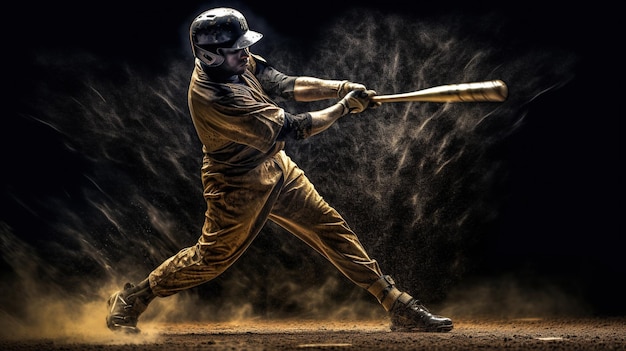 Photo generative ai professional baseball player holding bat on sport stadium