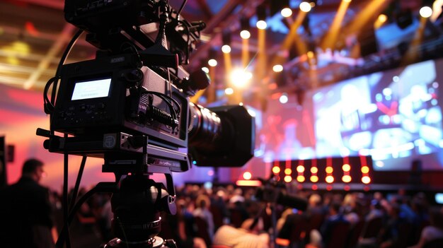 Generative AI professional video camera media production service at concert live broadcast