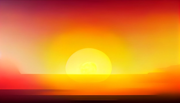 生成 AI 輝く夕日 暖色系の黄色、オレンジ、ピンクの滑らかで抽象的なグラデーション